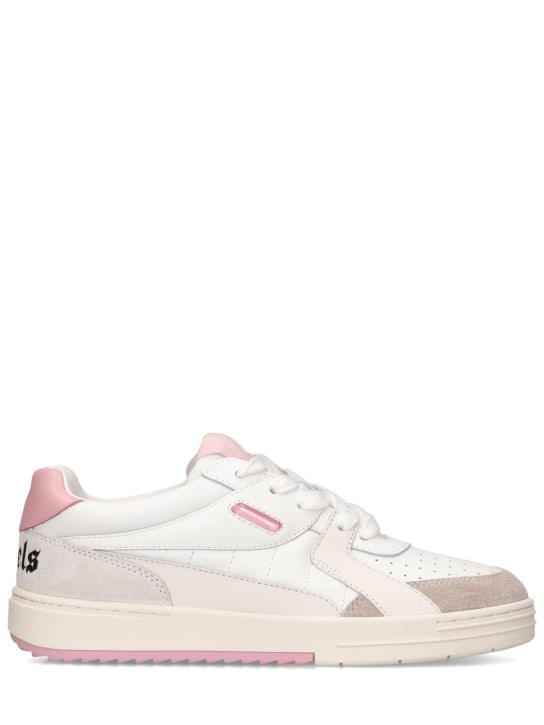 Palm Angels: 30mm Palm university leather sneakers - White/Pink - women_0 | Luisa Via Roma