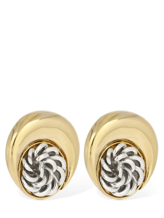 Marine Serre: Regenerated button moon earrings - Gold/Silver - women_1 | Luisa Via Roma