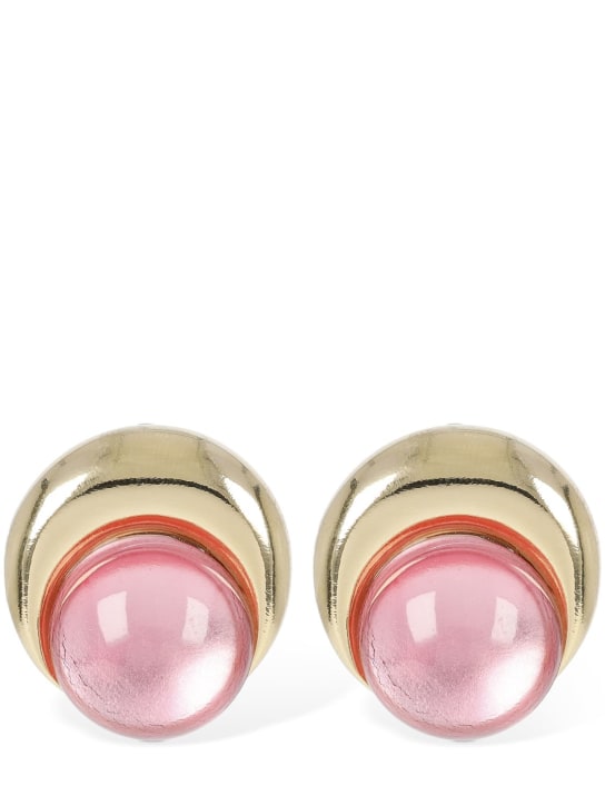 Marine Serre: Imitation pearl moon earrings - Gold/Pink - men_0 | Luisa Via Roma