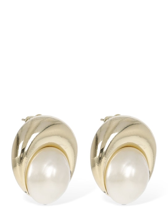 Marine Serre: Imitation pearl moon earrings - Gold/White - men_1 | Luisa Via Roma