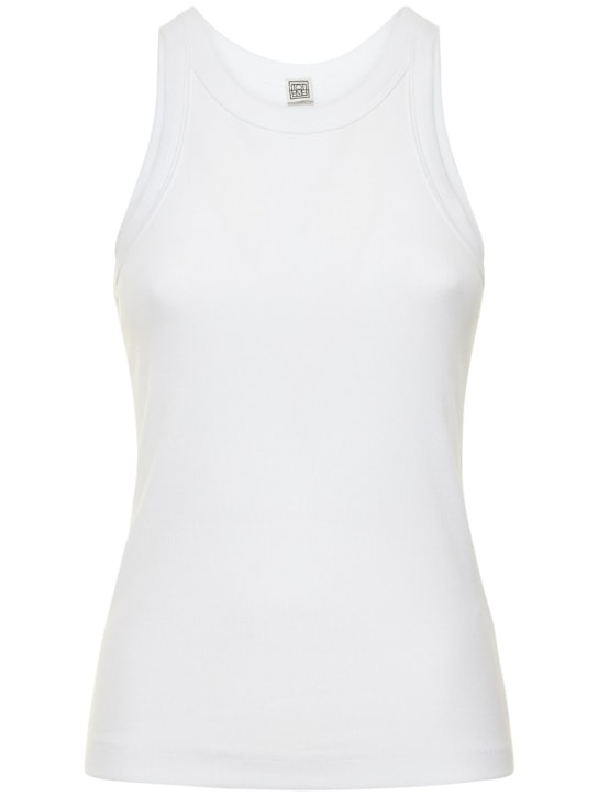 Toteme: Fine curved organic cotton tank top - White - women_0 | Luisa Via Roma