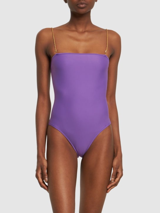 Dolla Paris: Lola one piece swimsuit w/chain straps - Purple - women_1 | Luisa Via Roma