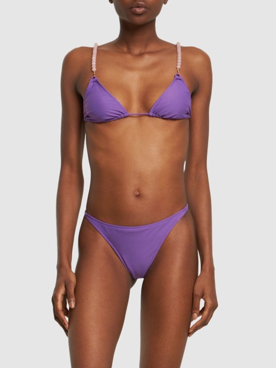 Dolla Paris: Dolores bikini set w/beaded straps - Purple - women_1 | Luisa Via Roma