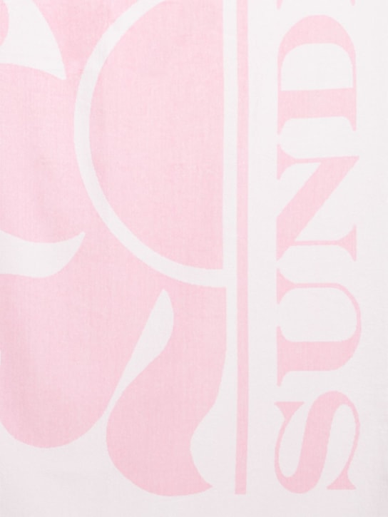 SUNDEK: Logo jacquard cotton terry beach towel - White/Pink - men_1 | Luisa Via Roma