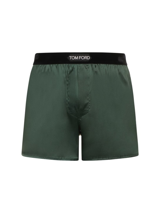 Tom Ford: Silk blend boxer shorts - Jade - men_0 | Luisa Via Roma