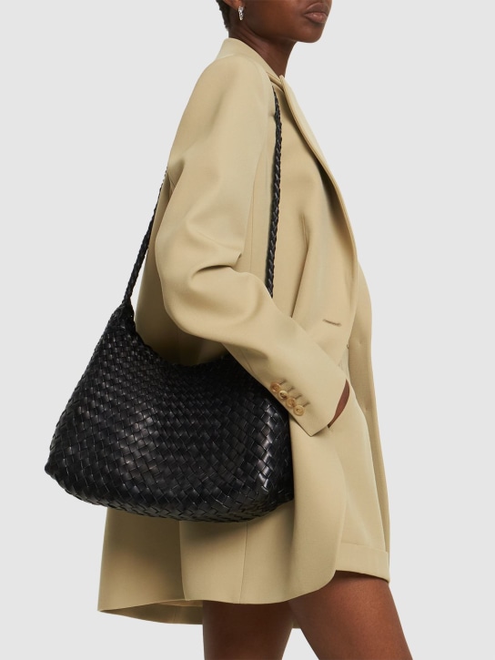 Dragon Diffusion: Santa Rosa handwoven tapered leather bag - Black - women_1 | Luisa Via Roma