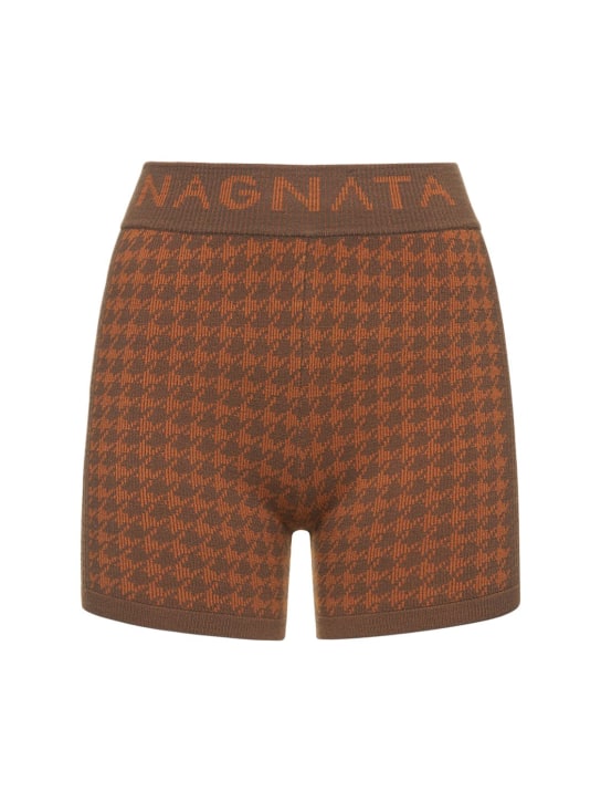 Nagnata: 格纹中腰针织短裤 - 棕色 - women_0 | Luisa Via Roma