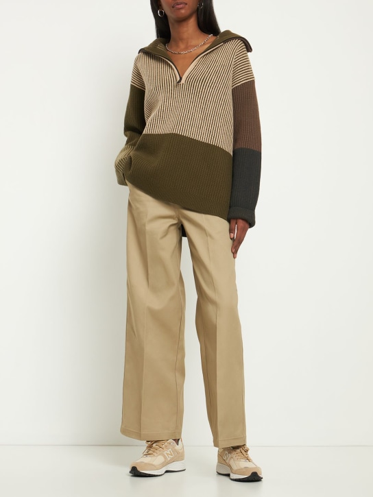 Nagnata: Hinterland zip knit sweater - Green/Brown - women_1 | Luisa Via Roma