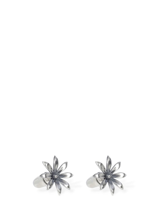 Kusikohc: Flower stud earrings - Silver - men_1 | Luisa Via Roma