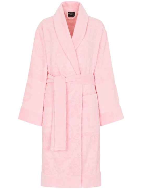 Dolce&Gabbana: Cotton jacquard bathrobe - Rosa - ecraft_0 | Luisa Via Roma