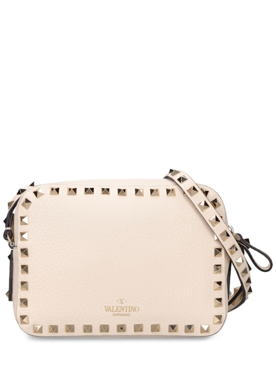 Valentino Garavani: Rockstud leather crossbody bag - Light Ivory - women_0 | Luisa Via Roma