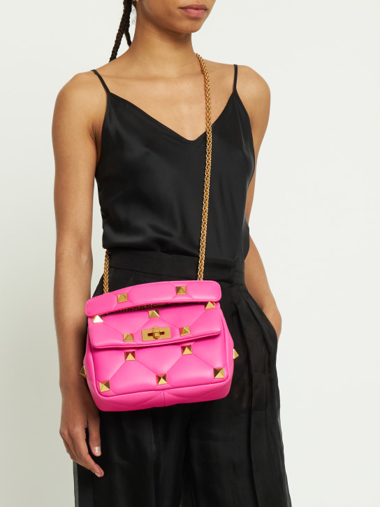 Valentino Garavani: Medium Roman Stud shoulder bag - Pink - women_1 | Luisa Via Roma