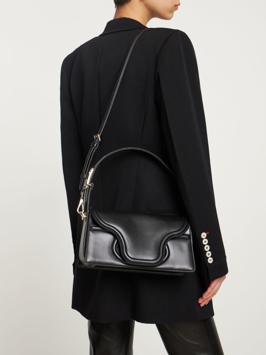 Valentino Garavani: Sculpture leather shoulder bag - Black - women_1 | Luisa Via Roma