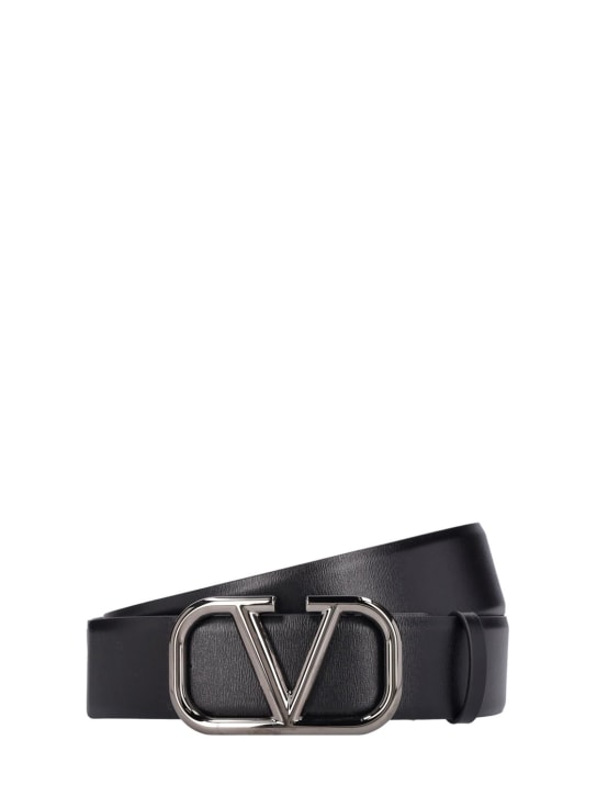 Valentino Garavani: 40mm Vlogo signature belt - Black - men_0 | Luisa Via Roma