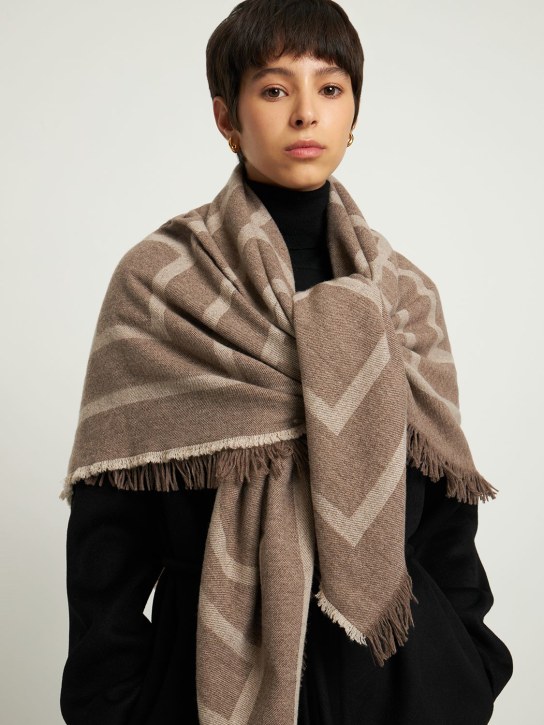 Toteme: Monogram wool & cashmere scarf - Tobacco Monogram - women_1 | Luisa Via Roma