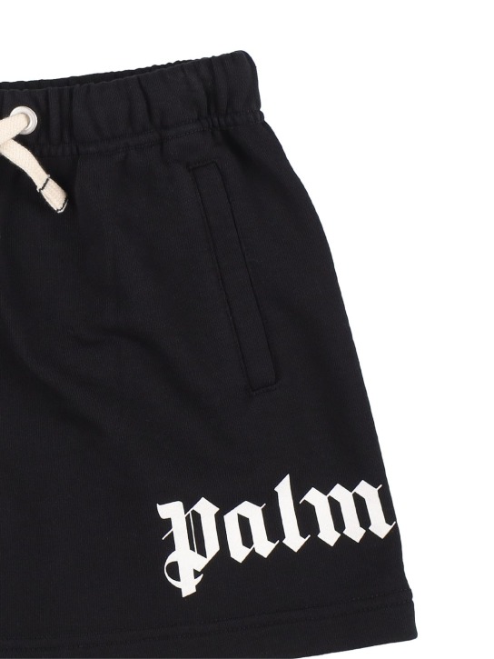 Palm Angels: Logo cotton sweat skirt - Black - kids-girls_1 | Luisa Via Roma