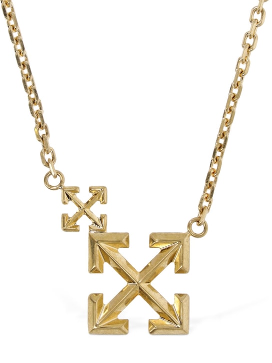 Off-White: Double arrow charm necklace - Gold - women_0 | Luisa Via Roma