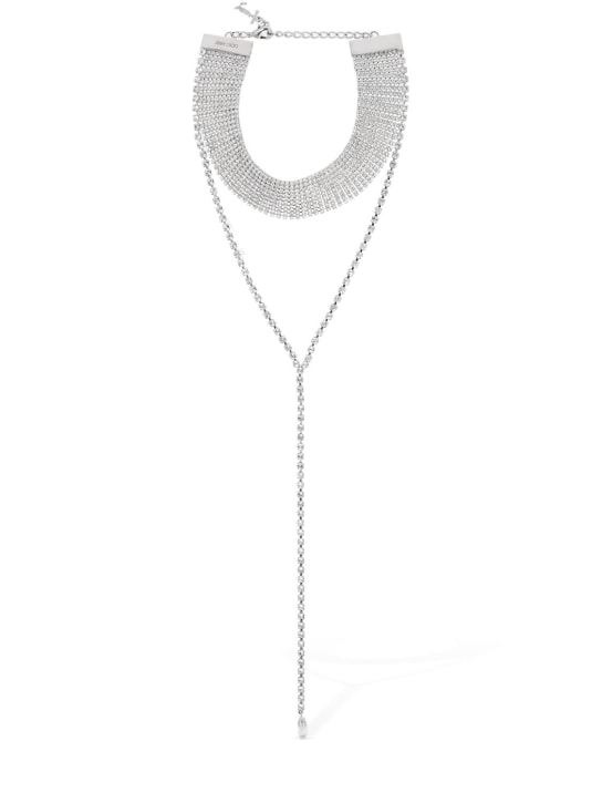 Jimmy Choo: Saeda crystal mesh necklace - Silver - women_0 | Luisa Via Roma