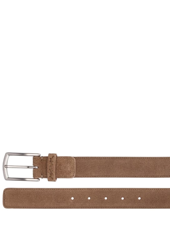Zegna: Lux leisurewear triple stitch belt - Brown - men_1 | Luisa Via Roma