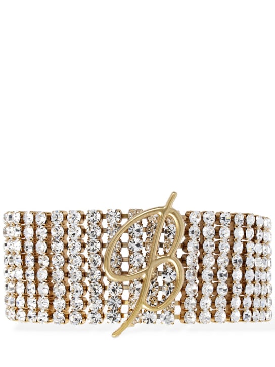 Blumarine: Halsband mit Kristallen mit B-Logo - Gold/Kristall - women_0 | Luisa Via Roma