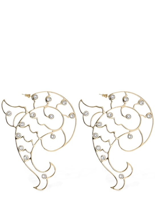 Pucci: Pesci shape earrings - Gold/Crystal - women_0 | Luisa Via Roma