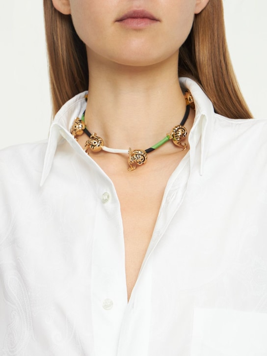 Pucci: Pesci silk cord collar necklace - Multi/Gold - women_1 | Luisa Via Roma
