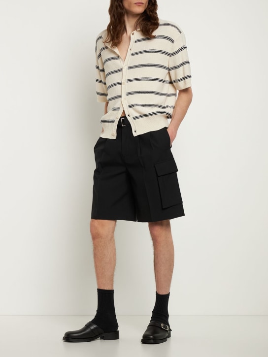 Dunst: Shorts de lana con bolsillos y cinturón - Negro - men_1 | Luisa Via Roma