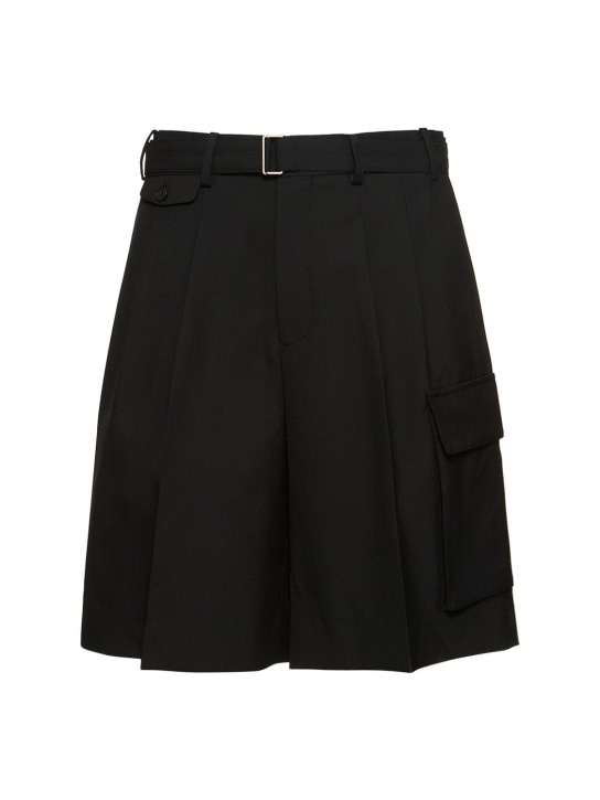 Dunst: Belted multi pocket wool blend shorts - Black - men_0 | Luisa Via Roma