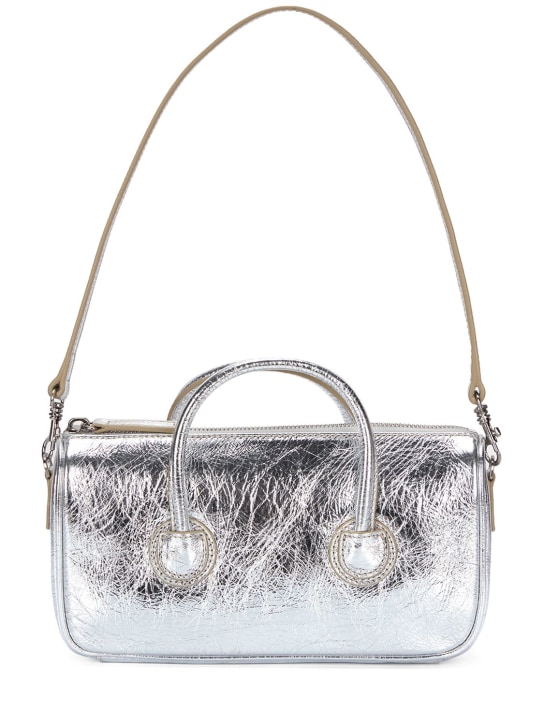 Marge Sherwood: Small Zipper metallic leather bag - Silver Crinkle - women_0 | Luisa Via Roma