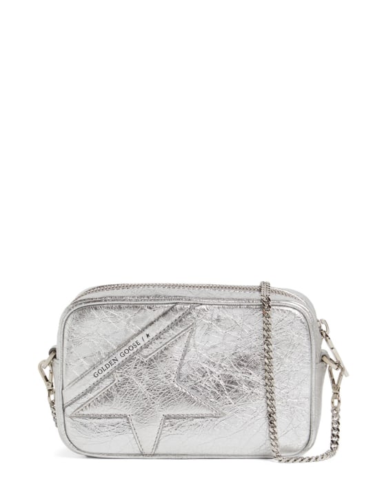 Golden Goose: Mini Star metallic leather shoulder bag - Silver - women_0 | Luisa Via Roma
