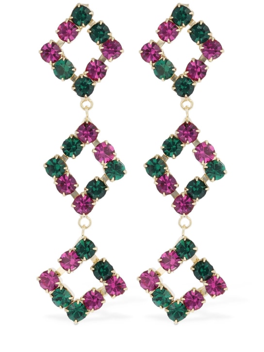 Rosantica: Sophia crystal drop earrings - Green/Fuchsia - women_0 | Luisa Via Roma