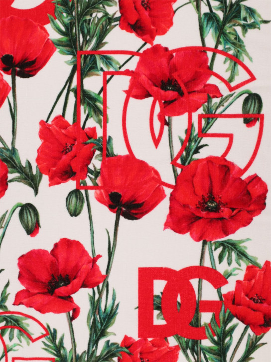 Dolce&Gabbana: Serviette en coton éponge imprimé fleurs à logo - Multicolore - kids-girls_1 | Luisa Via Roma