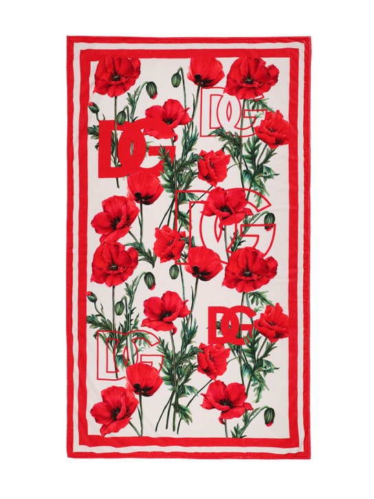 Dolce&Gabbana: Flowers print cotton terry towel w/logos - Multicolor - kids-girls_0 | Luisa Via Roma