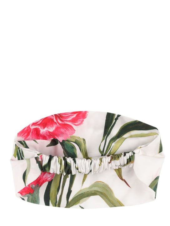 Dolce&Gabbana: Serre-tête en coton imprimé floral - Blanc/Rouge - kids-girls_1 | Luisa Via Roma