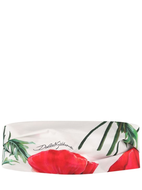 Dolce&Gabbana: Diadema de algodón con estampado floral - Blanco/Rojo - kids-girls_0 | Luisa Via Roma