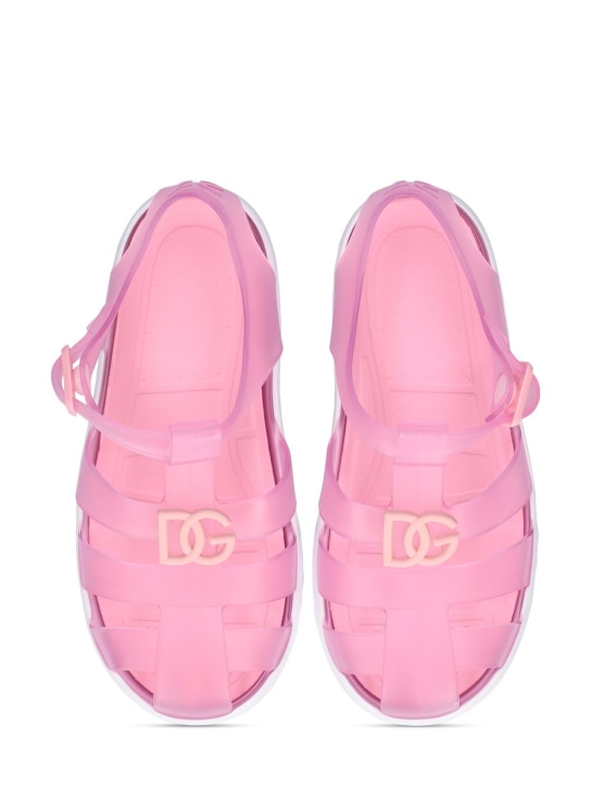 Dolce&Gabbana: Logo jelly sandals - Pink/White - kids-girls_1 | Luisa Via Roma