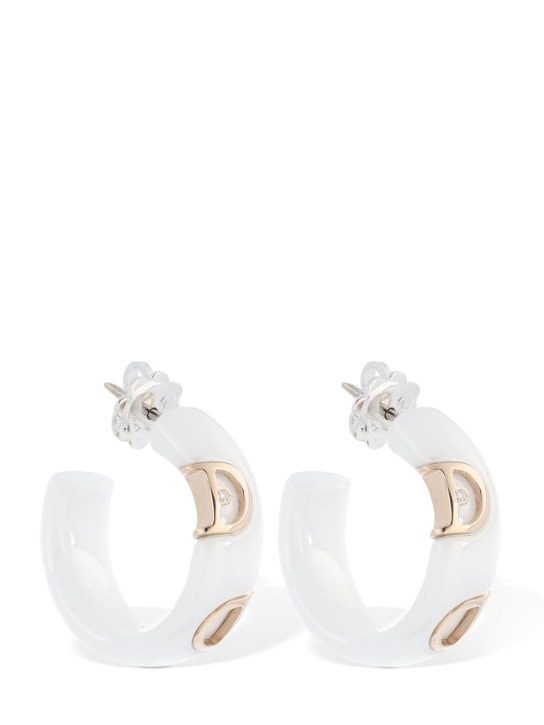 Damiani: D. Icon 18kt gold & ceramic earrings - Weiß/Rosa - women_0 | Luisa Via Roma