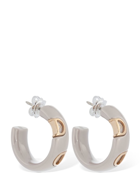 Damiani: D. Icon 18kt gold & ceramic earrings - Brown/Rosa - women_0 | Luisa Via Roma