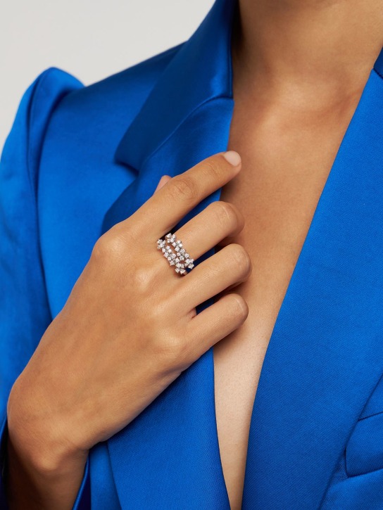 Damiani: Mimosa Flexi 18kt gold & diamond ring - Silver/Diamond - women_1 | Luisa Via Roma