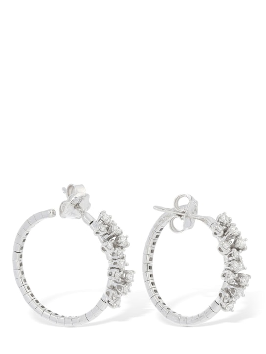 Damiani: Boucles d'oreilles diamants & or 18 K Mimosa Flexi - Silver/Diamond - women_0 | Luisa Via Roma