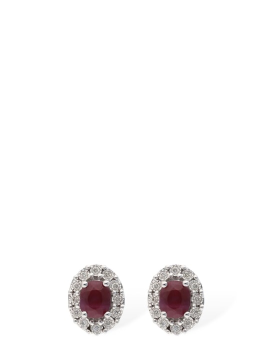 Bliss: Boucles d'oreilles en rubis et diamants 18 K Regal - Argent/Rouge - women_0 | Luisa Via Roma