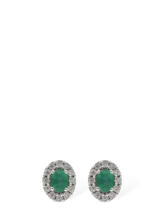 Bliss: Orecchini Regal in oro 18kt / diamanti e smeraldo - Argento/Verde - women_0 | Luisa Via Roma