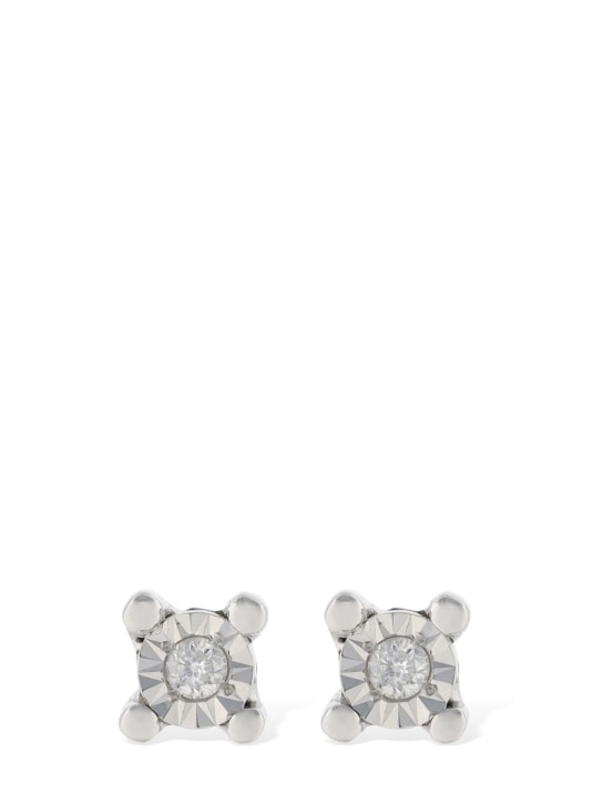 Bliss: Boucles d'oreilles en diamants et or 18 K Rugiada - Silver/Diamond - women_0 | Luisa Via Roma