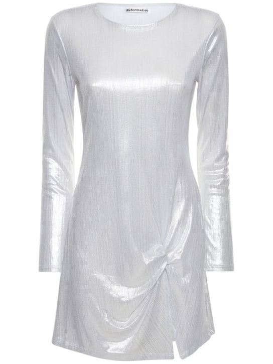 Reformation: Roxbury knit stretch mini dress - Silver - women_0 | Luisa Via Roma