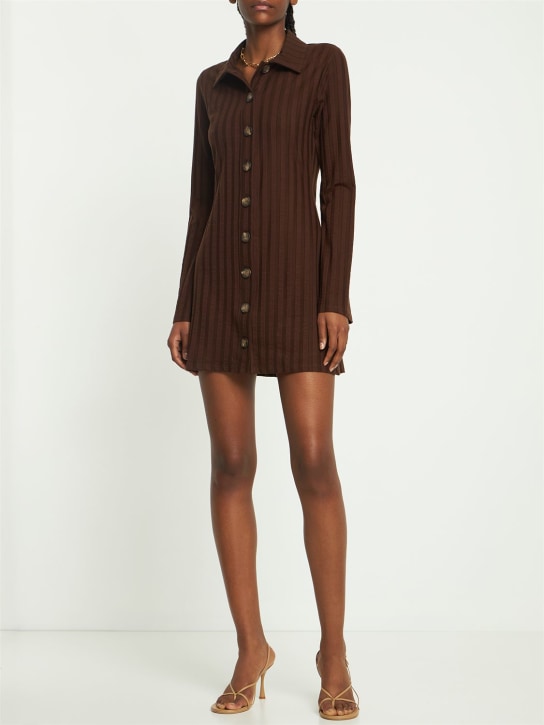 Reformation: Benton knitted mini dress - Brown - women_1 | Luisa Via Roma