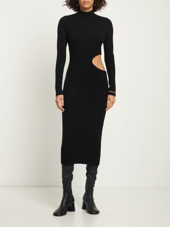 Reformation: Vallo cutout cashmere knit midi dress - Black - women_1 | Luisa Via Roma