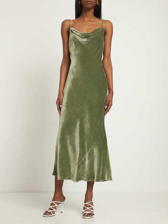 Reformation: Salamanca velvet midi dress - Green - women_1 | Luisa Via Roma