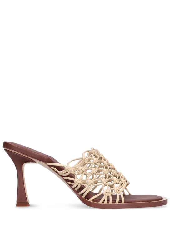 SIMKHAI: 85mm Theo leather mule sandals - Beige - women_0 | Luisa Via Roma