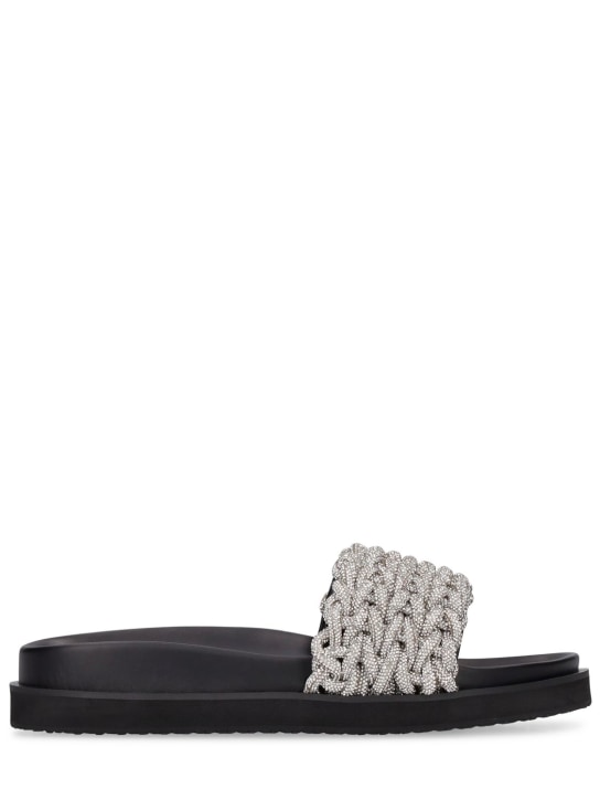 SIMKHAI: 20mm hohe Sandalen aus Seil mit Kristallen „Haven“ - Schwarz/Silber - women_0 | Luisa Via Roma