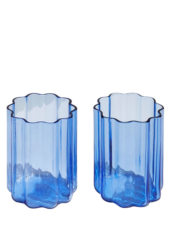 FAZEEK: Set of 2 Wave glasses - Blue - ecraft_0 | Luisa Via Roma